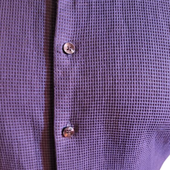 Stone Rose blue texture microcheck shirt xl abalone button casual refined preppy - Picture 6 of 13